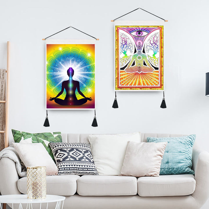 Tapisserie décorative imprimée de méditation zen Olivenorma