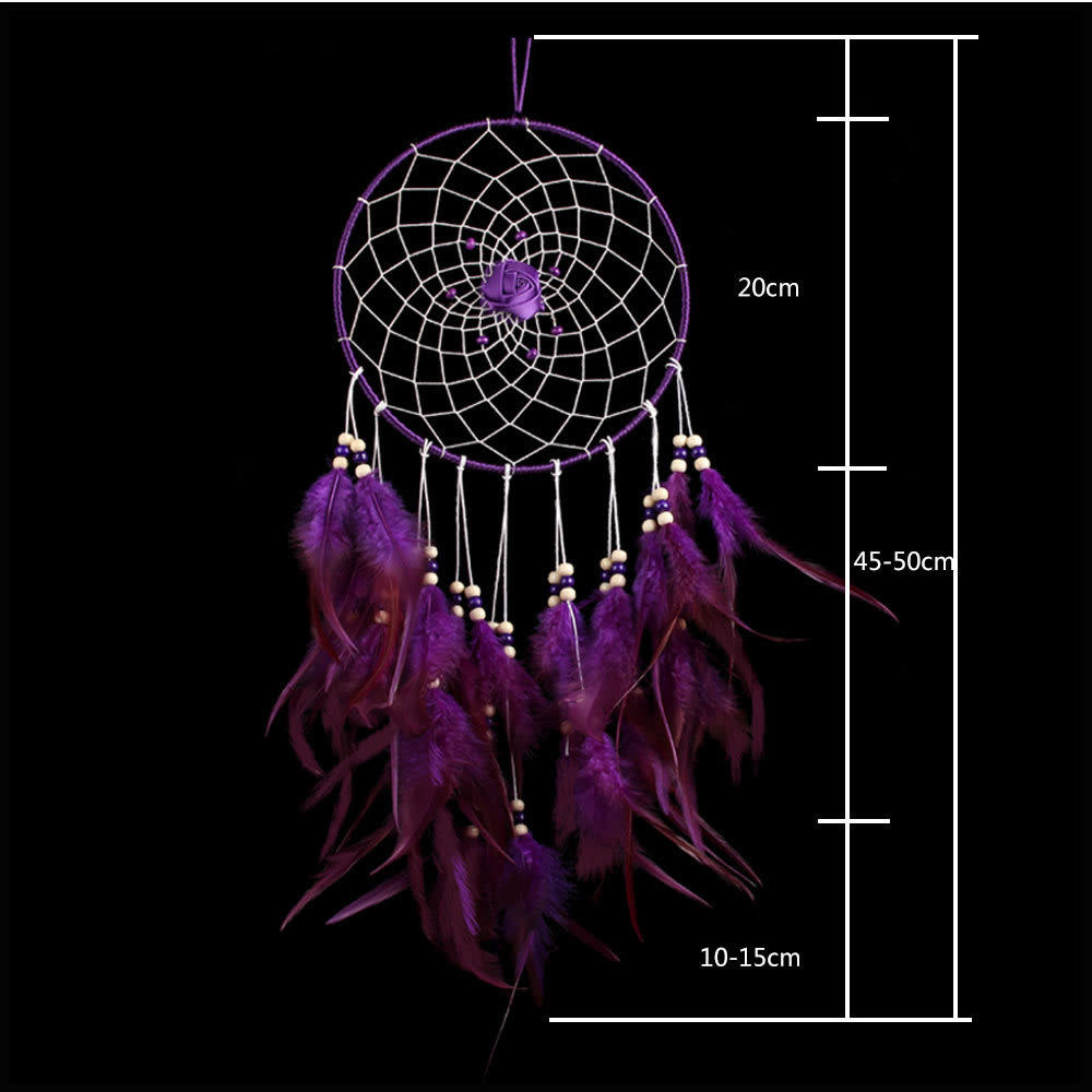 Grand attrape-rêves créatif en forme de rose violette Olivenorma