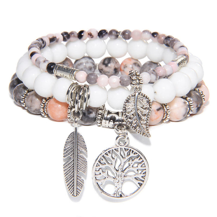 Ensemble de 3 bracelets en rhodonite « Moments de guérison de la nature » Olivenorma 