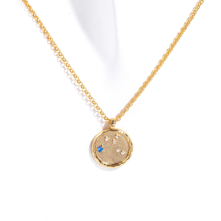 Collier avec pierre de naissance en zircon blanc et signe du zodiaque Olivenorma