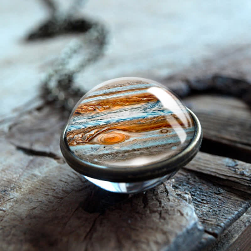 Collier Olivenorma double face avec boules de verre et planètes du ciel
