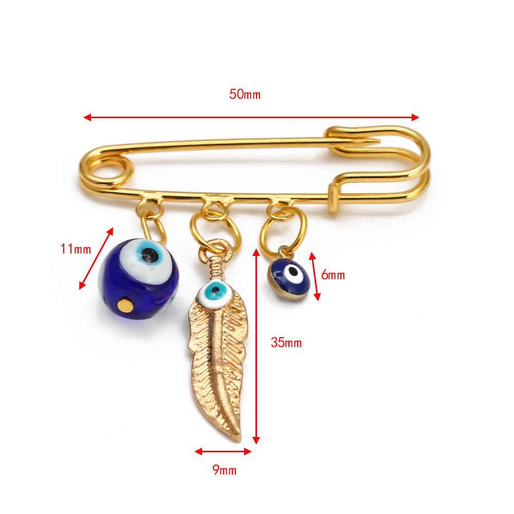 Broche Olivenorma série Evil Eye Hamsa - Œil et feuilles bleu royal maléfiques - image 9