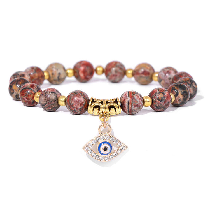 Bracelet pendentif mauvais œil en perles de pierre naturelle Olivenorma