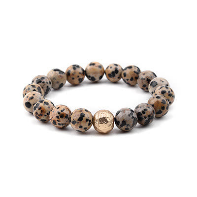 Bracelet pendentif Hamsa en obsidienne et jaspe dalmatien naturel Olivenorma 