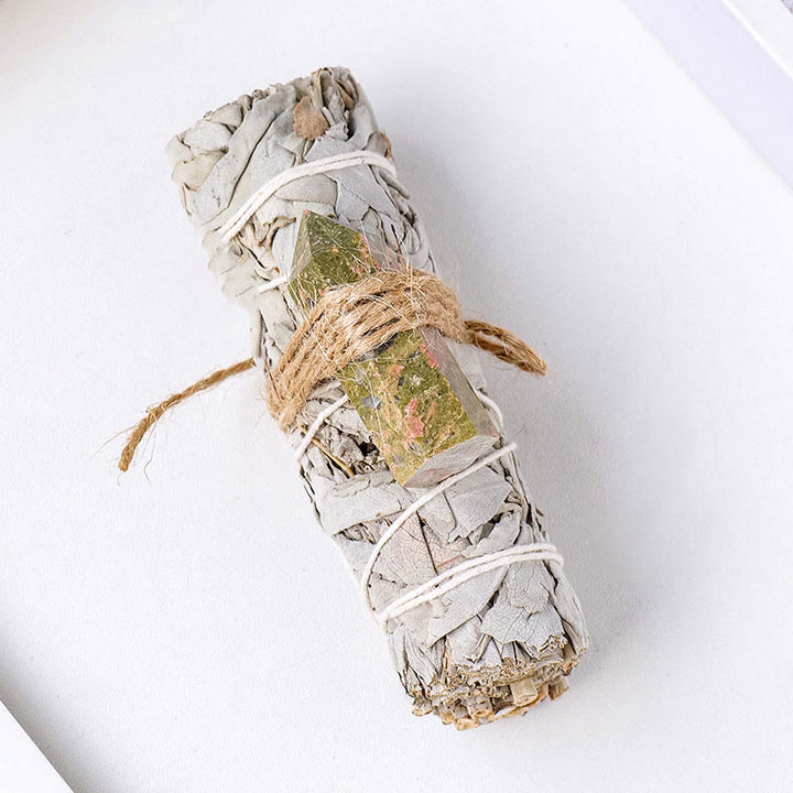 Prisme hexagonal en cristal de sauge blanche Olivenorma pour décoration d'aromathérapie 