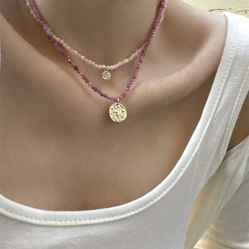 Collier avec pendentif en métal et cristal naturel Olivenorma