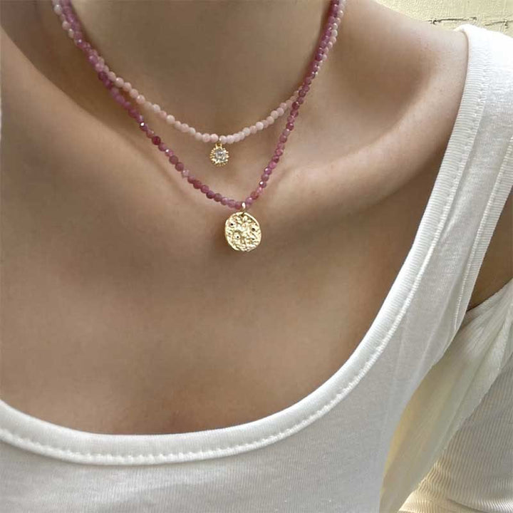 Collier avec pendentif en métal et cristal naturel Olivenorma