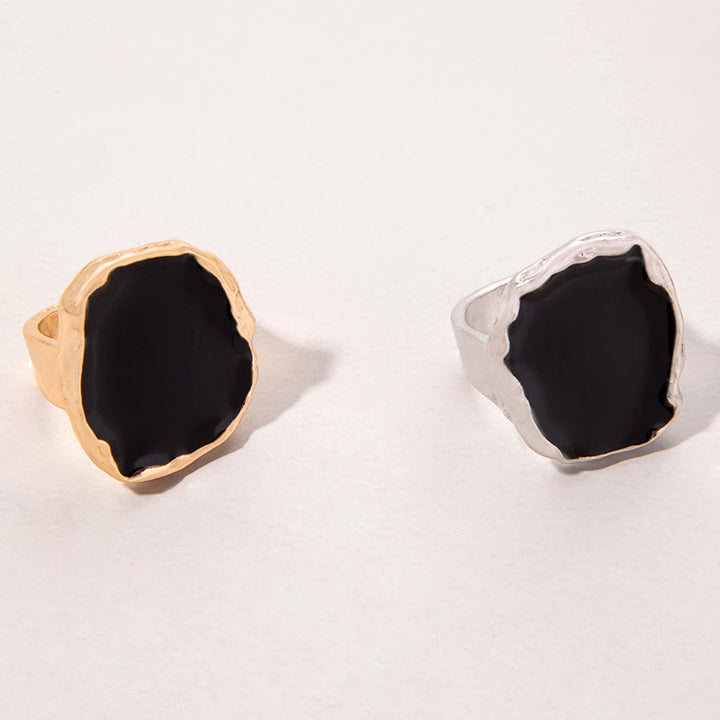 Bague ajustable en résine à bords dorés irréguliers exagérés Olivenorma