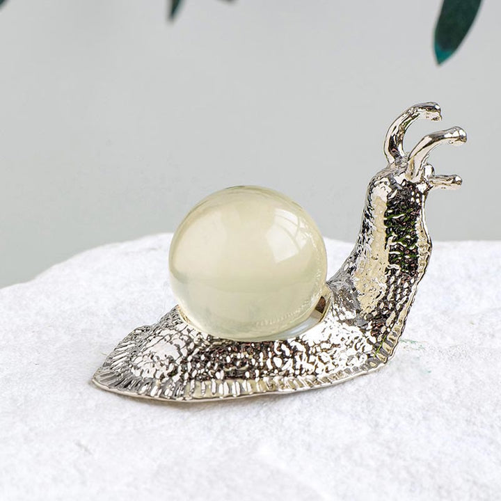 Support de boule de cristal naturel Olivenorma, petite décoration en pierre précieuse en forme d'escargot - image 17