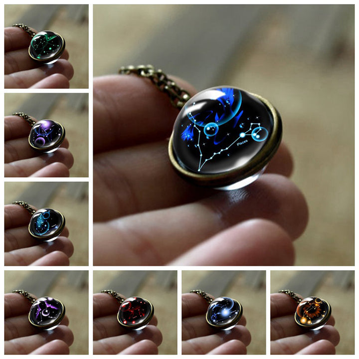 Collier de protection en verre Olivenorma avec 12 étoiles du zodiaque