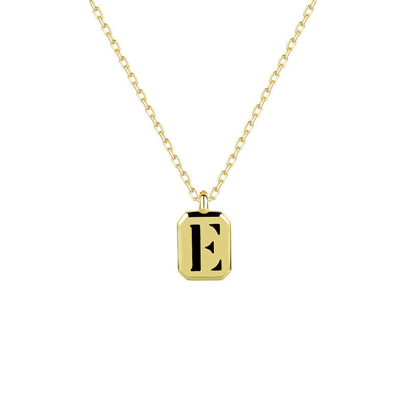 Collier Initiale Personnalisable en Or Olivenorma - Obsidienne - E - image 8