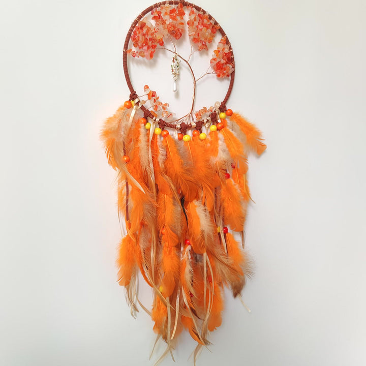 Pendentif Arbre de Vie Chaton Olivenorma Attrape-rêves orange 