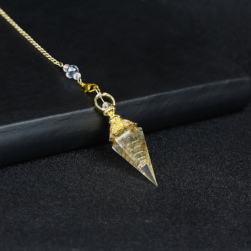 Pendule pyramidale hexagonale en cristal résineline naturelle Olivenorma