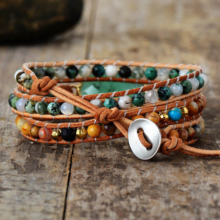 Bracelet en jade vert naturel Olivenorma Bracelet en perles Boho