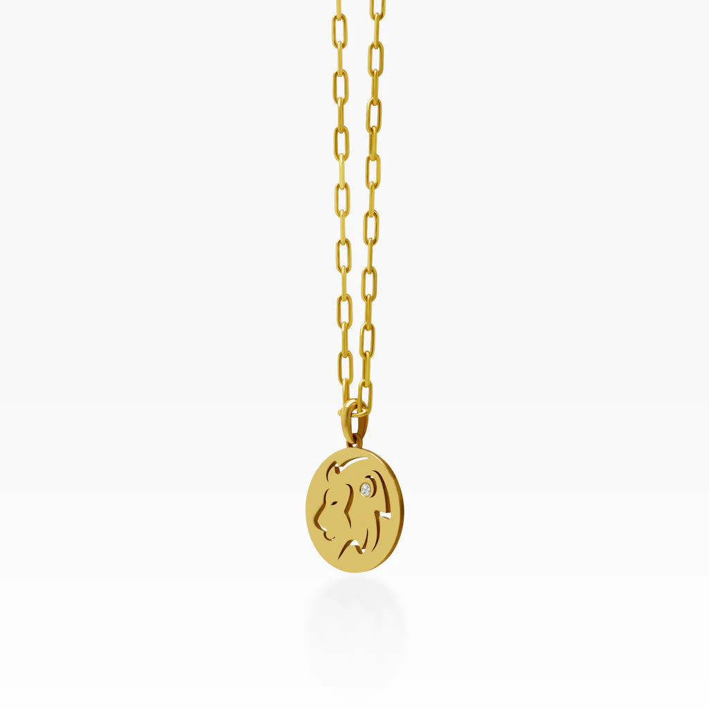 Collier en acier inoxydable avec cercle creux en zircon blanc et signe du zodiaque Olivenorma 
