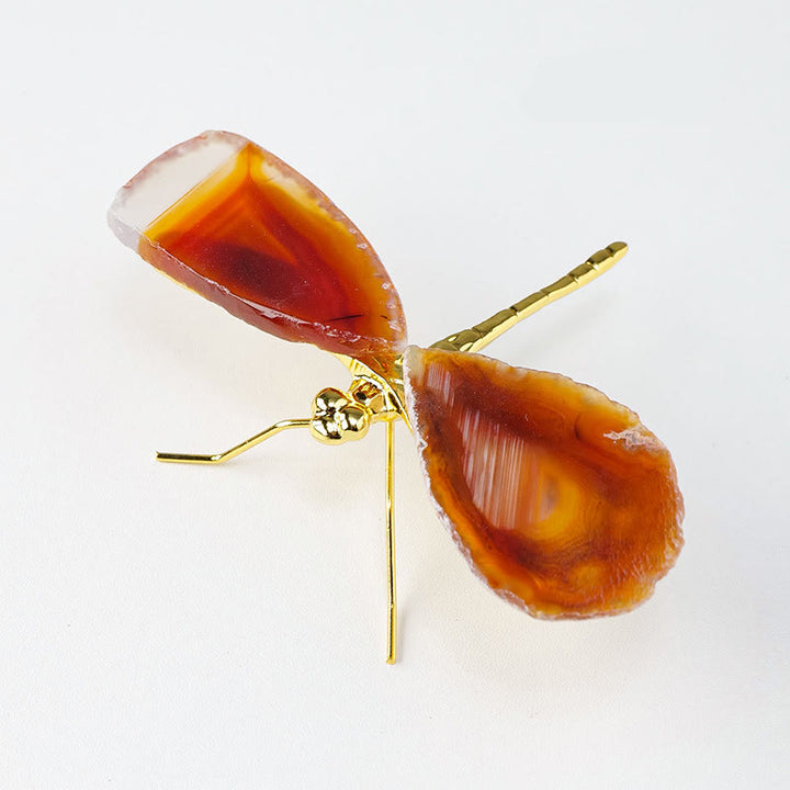 Tranches d'agate naturelle Olivenorma Décoration en pierres précieuses en forme de libellule