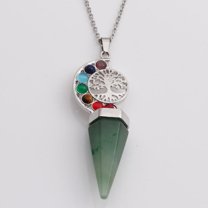 Collier avec pendentif arbre de vie en cristal hexagonal Olivenorma