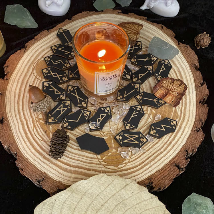 Ensemble de runes gravées sur bois Olivenorma Décoration de méditation d'alchimie de guérison