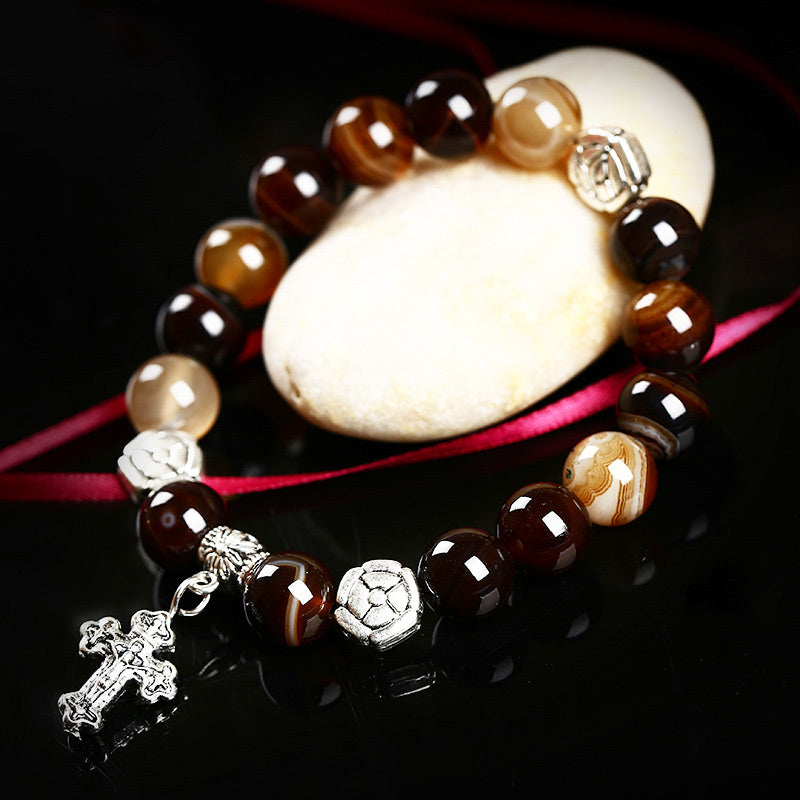 Bracelet symbole de croix en cristal naturel Olivenorma 