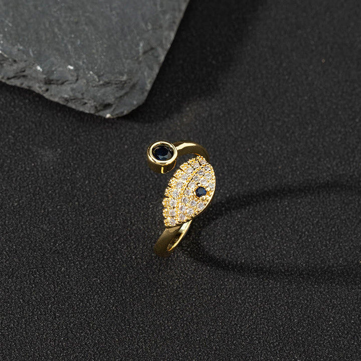 Bague ajustable Olivenorma en zircon blanc avec mauvais œil