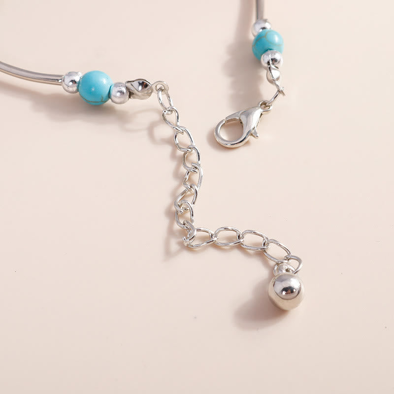 Bracelet pendentif croix en perles turquoise Olivenorma