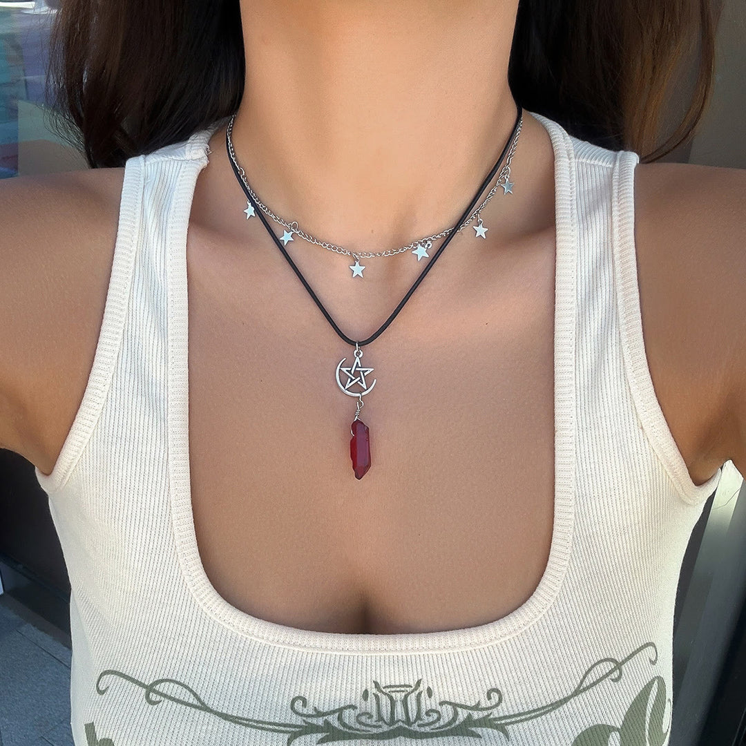 Ensemble de colliers avec pendentif en pierre naturelle Arbre de vie et mauvais œil Olivenorma 