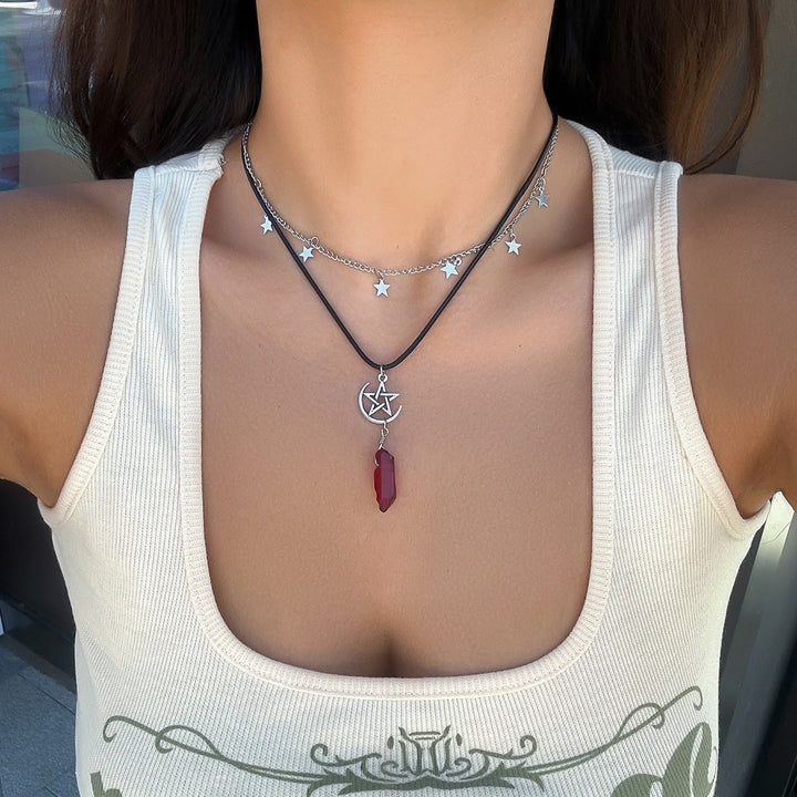 Ensemble de colliers avec pendentif en pierre naturelle Arbre de vie et mauvais œil Olivenorma 