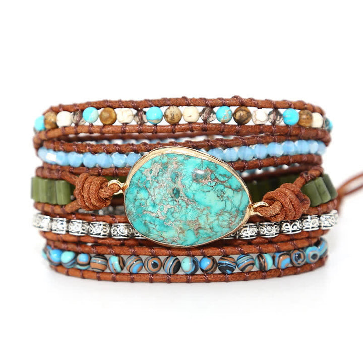 Bracelet enroulé tricoté à la main avec cristal de guérison turquoise Olivenorma