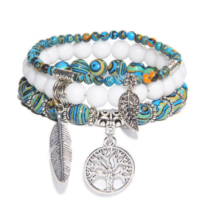 Ensemble de 3 bracelets en malachite bleue « Nature's Healing Moments » Olivenorma 