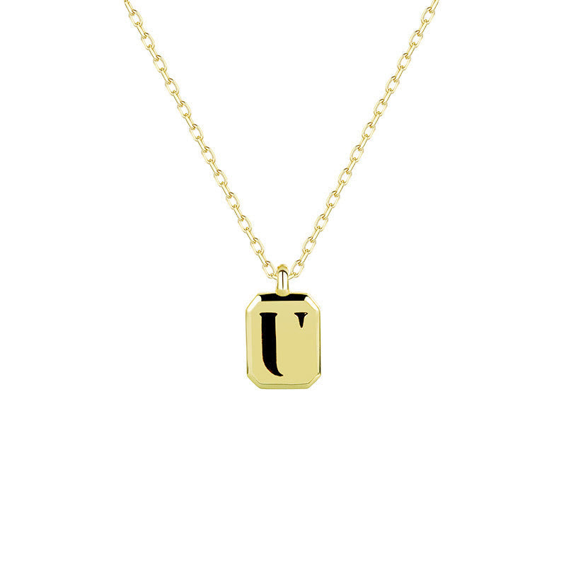 Collier Initiale Personnalisable en Or Olivenorma - Obsidienne - U - image 24