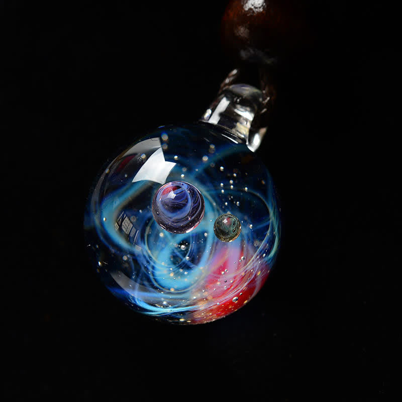 Collier fantaisie en verre avec ciel étoilé cosmique Olivenorma