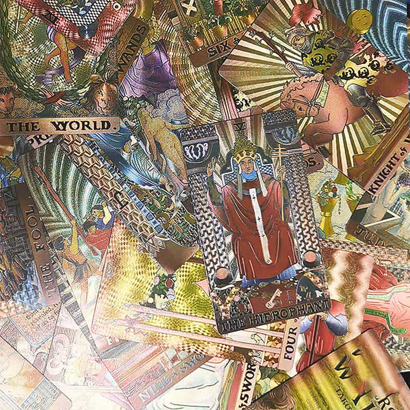 Cartes de tarot en feuille d'or de style antique Olivenorma 