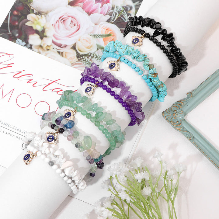 Ensemble de bracelets en cristal à double couche avec pendentif mauvais Olivenorma 