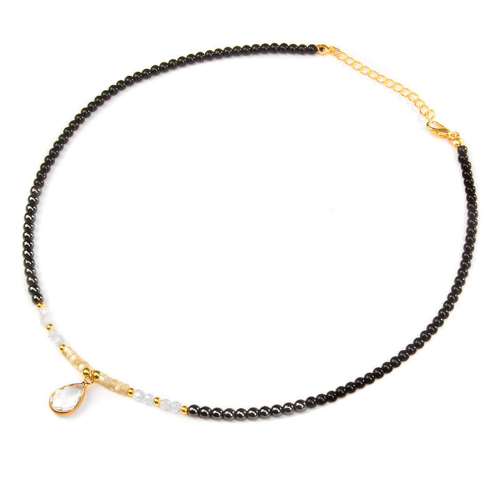 Collier pendentif en pierre précieuse en verre à facettes en obsidienne naturelle Olivenorma
