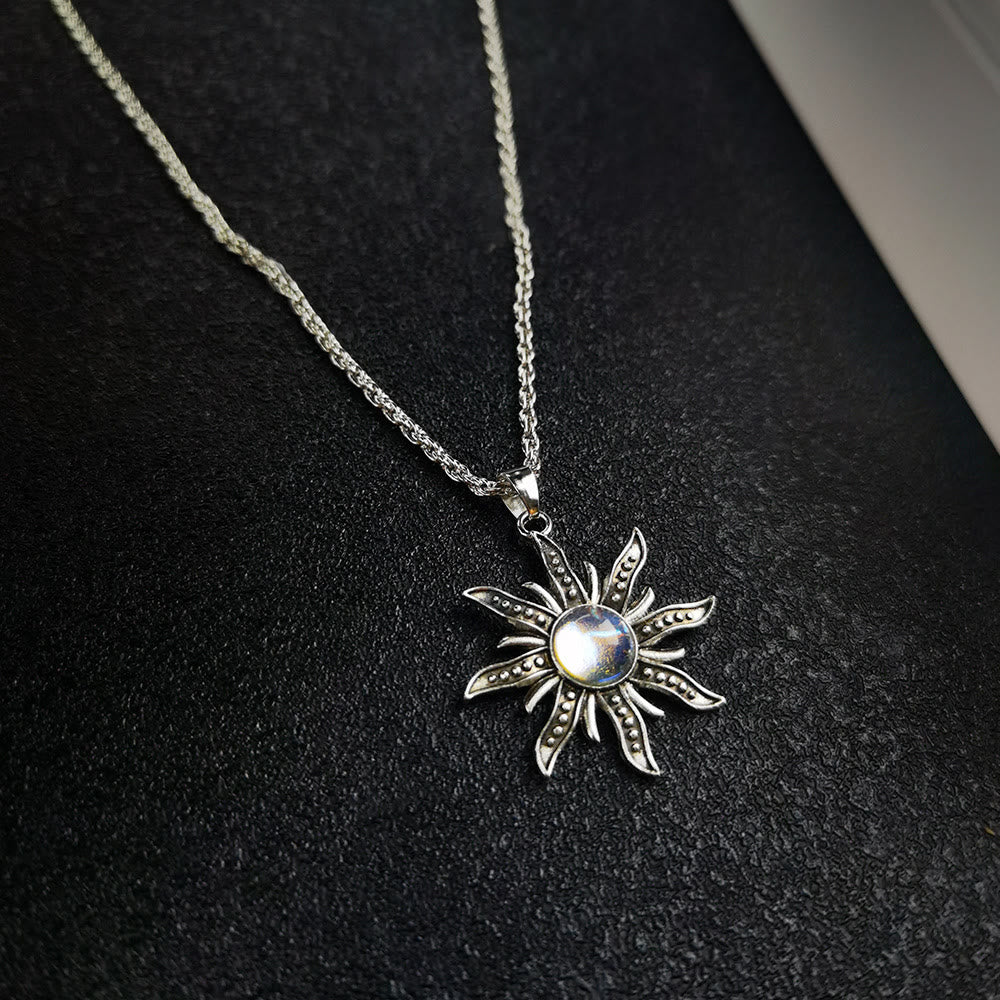 Collier pendentif tournesol en pierre de lune naturelle Olivenorma 