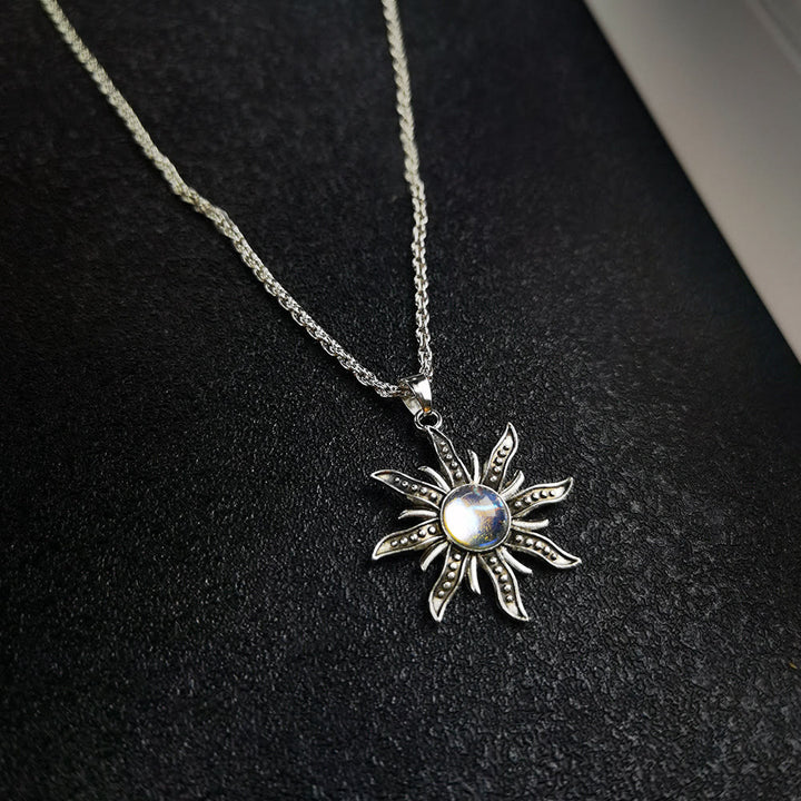 Collier pendentif tournesol en pierre de lune naturelle Olivenorma 