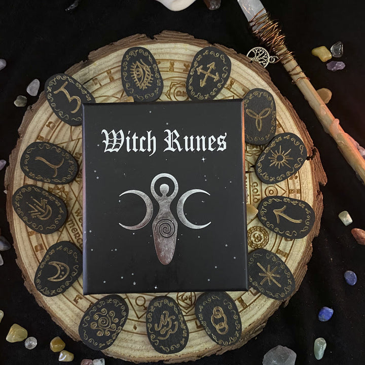 Ensemble de runes de sorcière Olivenorma Décoration de méditation en gravure sur bois pour alchimie de guérison 
