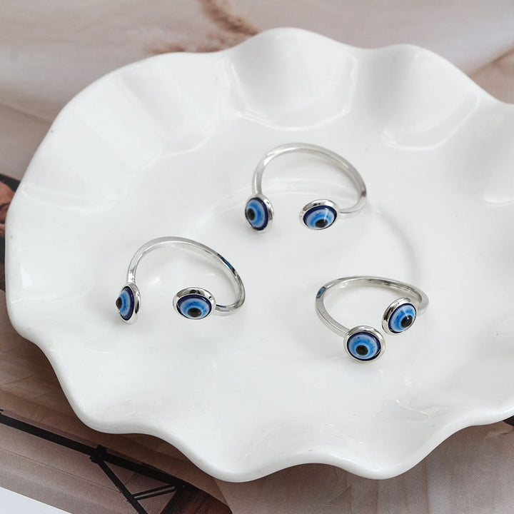 Bague Olivenorma en plaqué or avec zircon blanc et mauvais œil pour femme