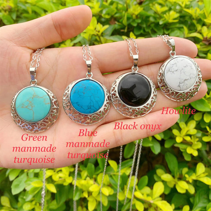 Collier ajustable en véritable pierre de cristal ronde Olivenorma