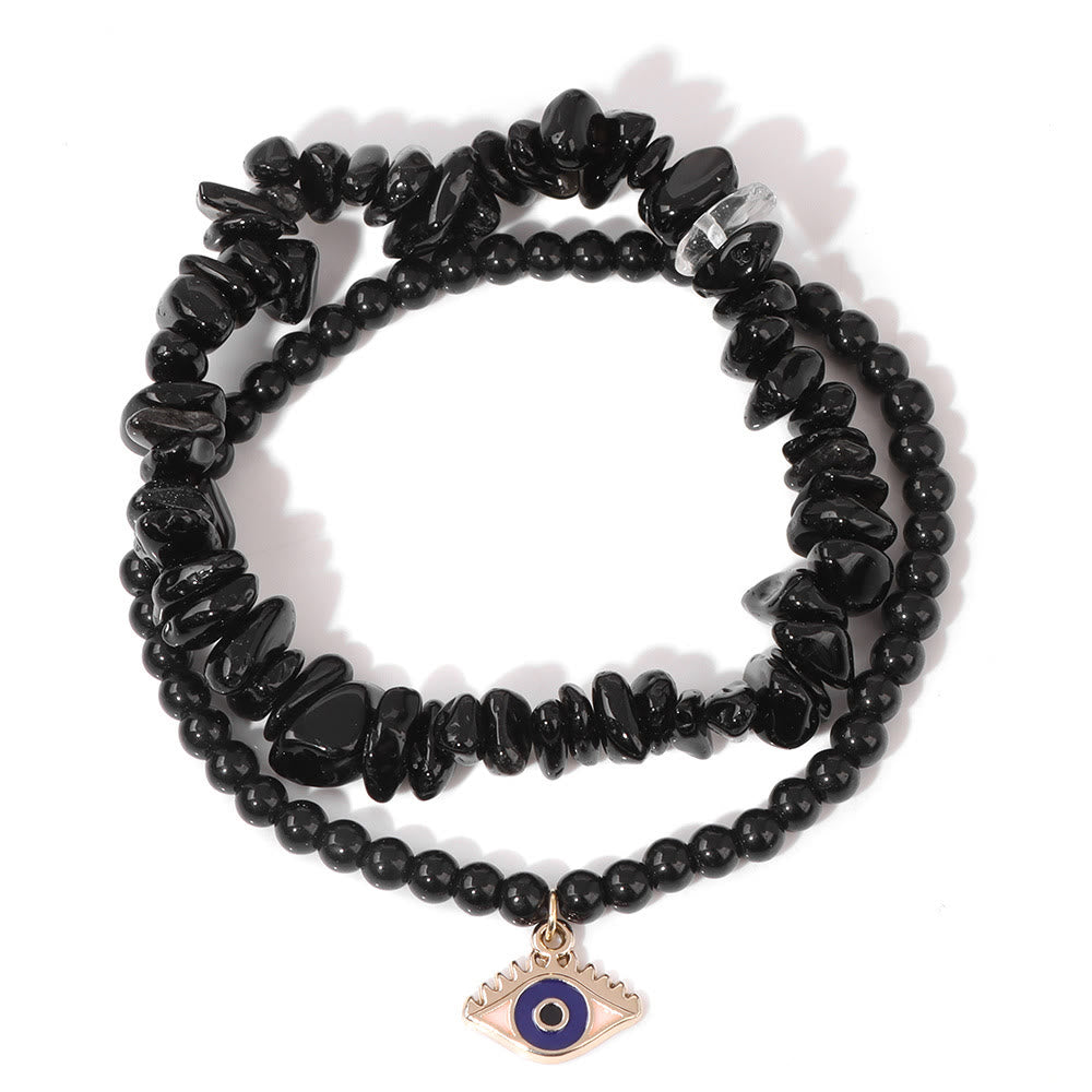 Ensemble de bracelets en cristal à double couche avec pendentif mauvais Olivenorma 