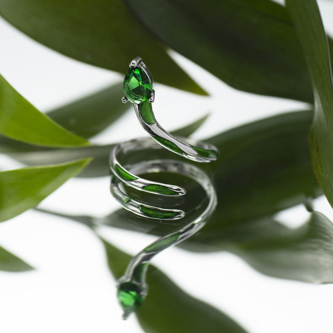 Bague manchette serpent émeraude Olivenorma