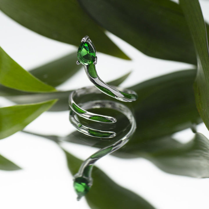 Bague manchette serpent émeraude Olivenorma