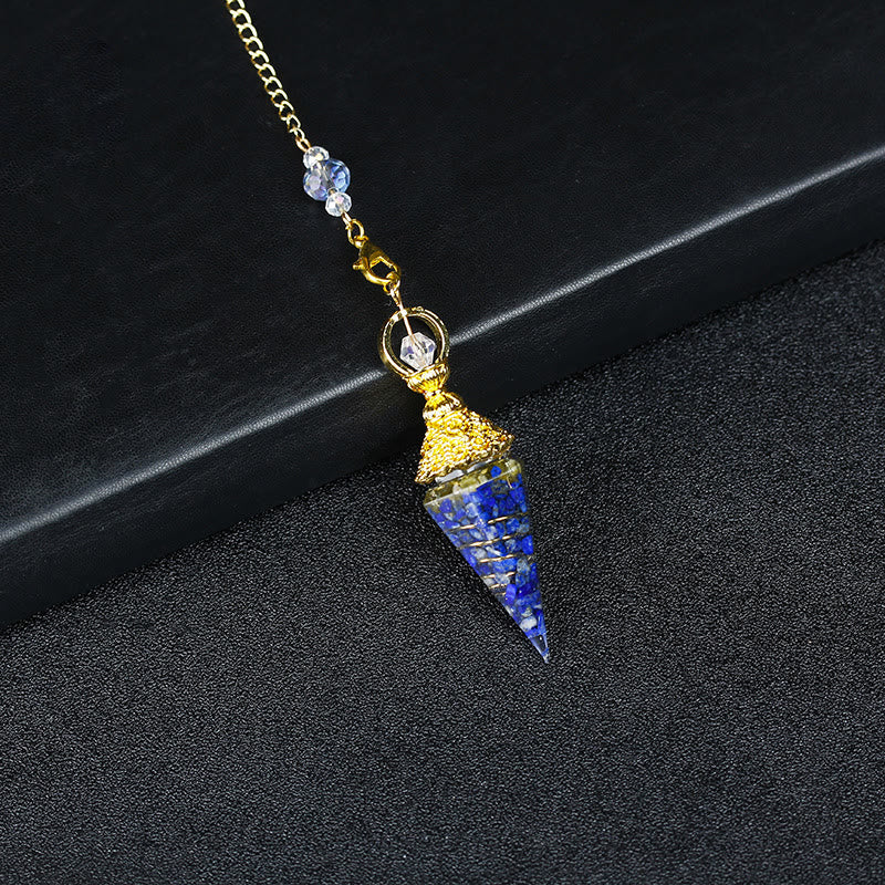 Pendule pyramidal hexagonal en résine cristalline naturelle Olivenorma - Lapis lazuli - image 55