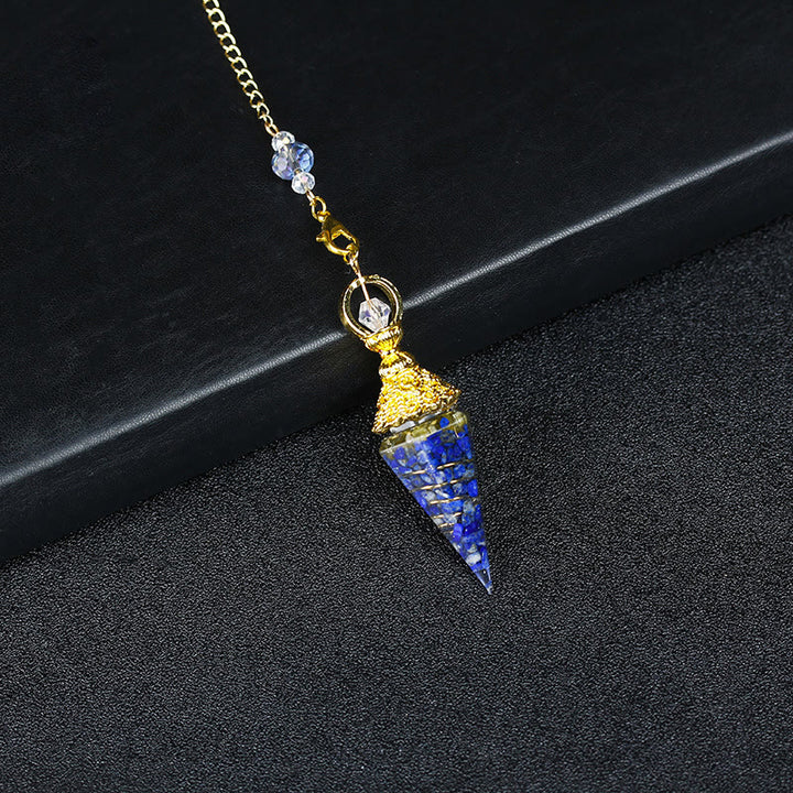 Pendule pyramidal hexagonal en résine cristalline naturelle Olivenorma - Lapis lazuli - image 55