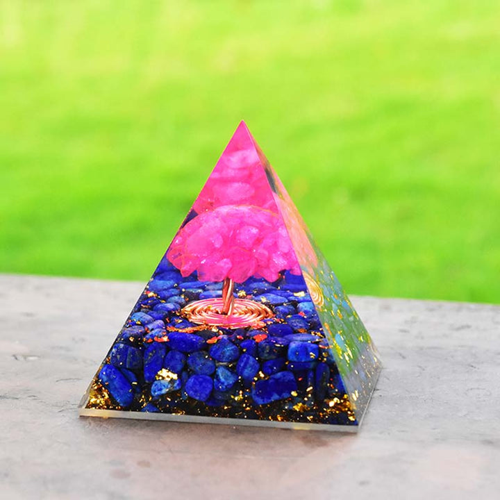 Pyramide d'orgone en cristal rose Lapis Lazuli Olivenorma