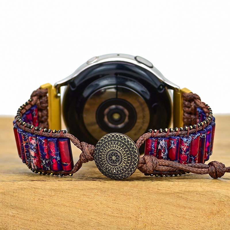 Bracelet Samsung enveloppant Olivenorma Rose Rouge Bleu Pierre Empereur 