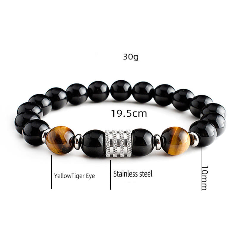 Bracelet homme en obsidienne œil de tigre rouge Olivenorma