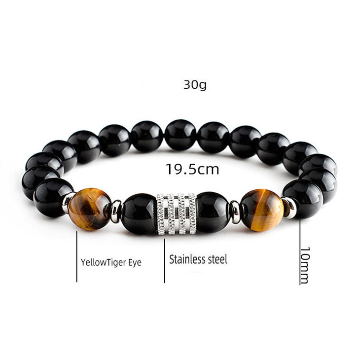 Bracelet homme en obsidienne œil de tigre rouge Olivenorma