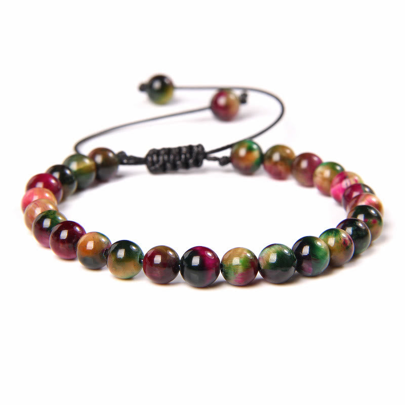 Bracelet tressé en perles de pierre naturelle de 6 mm Olivenorma