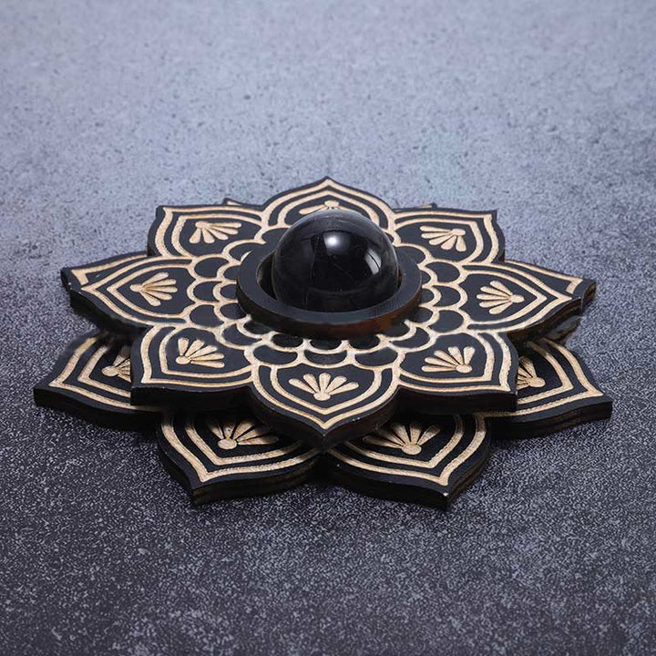 Présentoir à boules de cristal en bois pour décoration de lotus Olivenorma